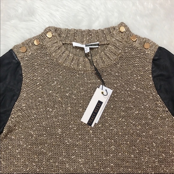 Anthropologie leather pullover S xs tracy Reese - Picture 3 of 5